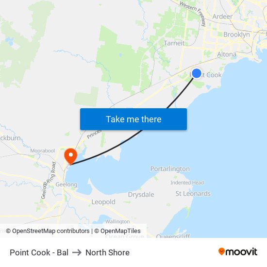 Point Cook - Bal to North Shore map