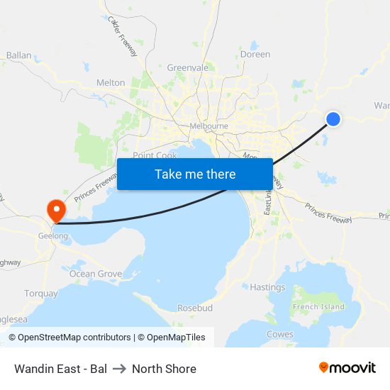 Wandin East - Bal to North Shore map