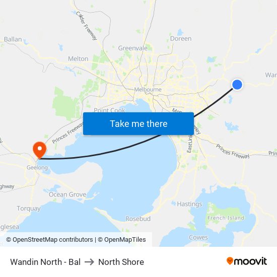 Wandin North - Bal to North Shore map