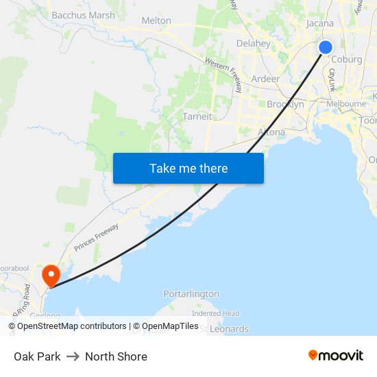 Oak Park to North Shore map