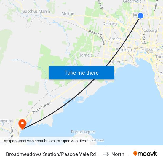 Broadmeadows Station/Pascoe Vale Rd (Broadmeadows) to North Shore map