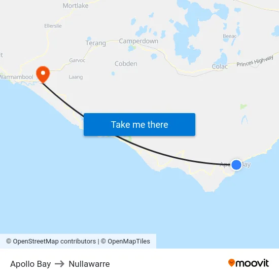 Apollo Bay to Nullawarre map