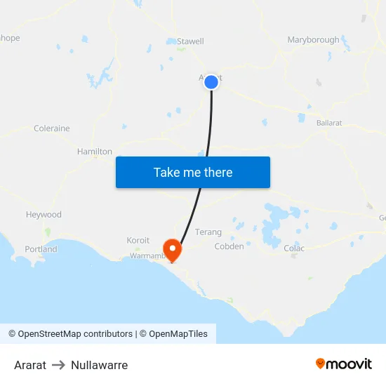 Ararat to Nullawarre map