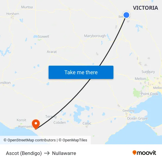 Ascot (Bendigo) to Nullawarre map