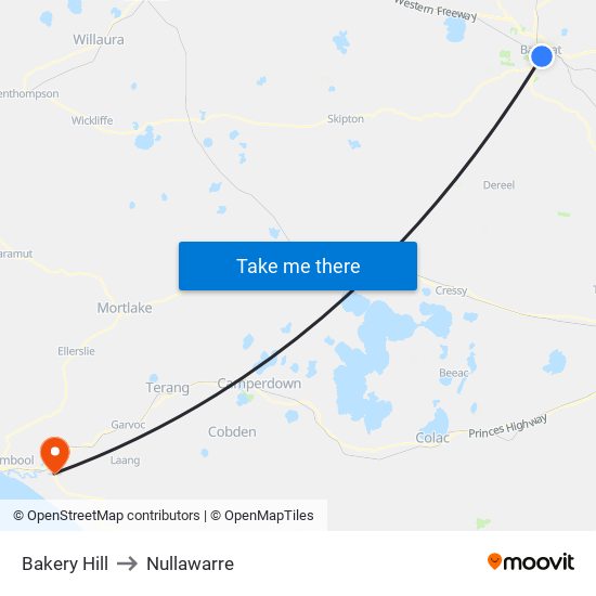 Bakery Hill to Nullawarre map