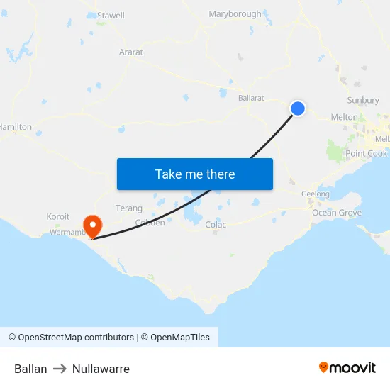 Ballan to Nullawarre map
