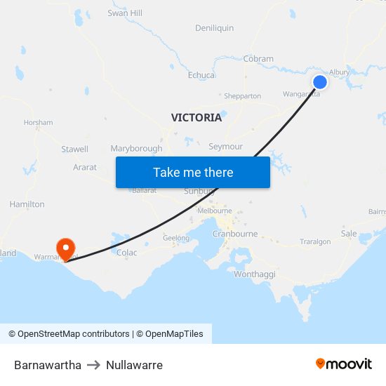 Barnawartha to Nullawarre map