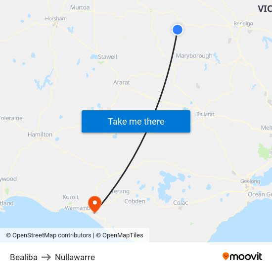 Bealiba to Nullawarre map