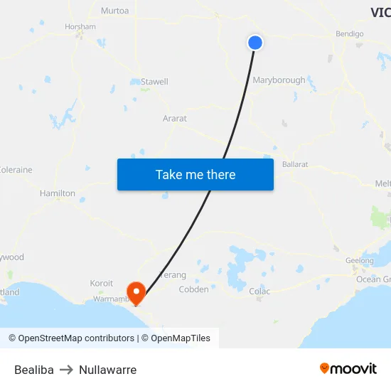 Bealiba to Nullawarre map