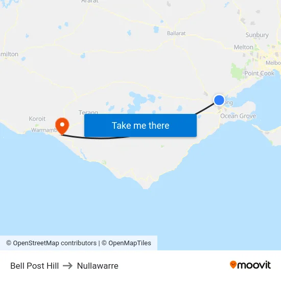 Bell Post Hill to Nullawarre map