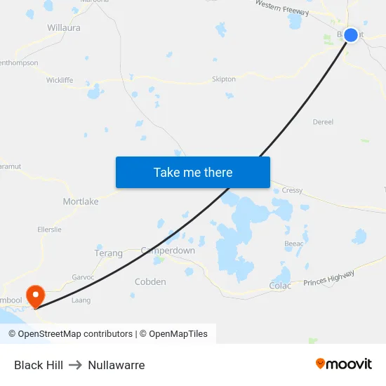 Black Hill to Nullawarre map