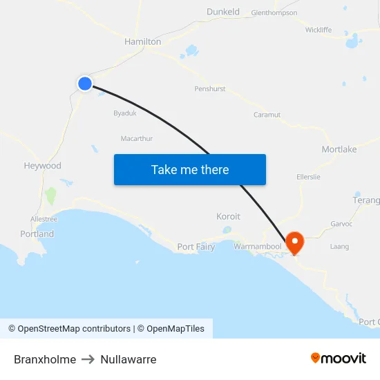 Branxholme to Nullawarre map