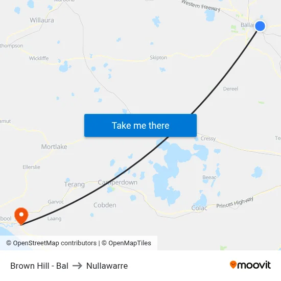 Brown Hill - Bal to Nullawarre map