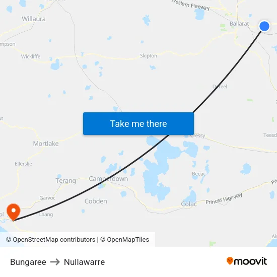 Bungaree to Nullawarre map