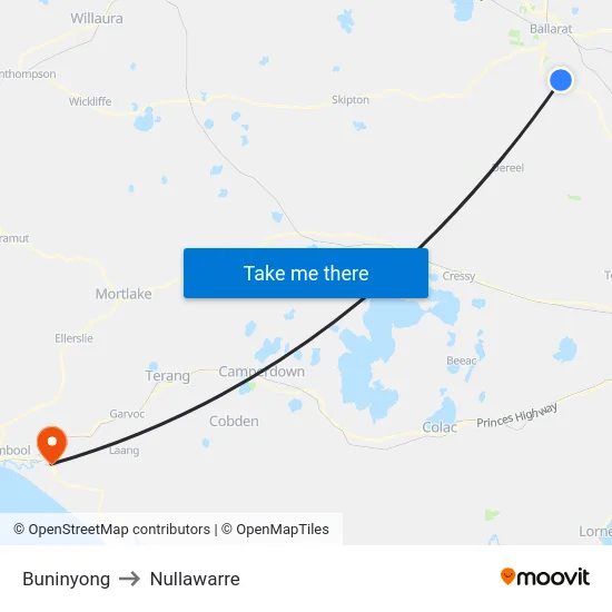 Buninyong to Nullawarre map