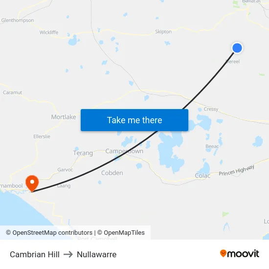 Cambrian Hill to Nullawarre map