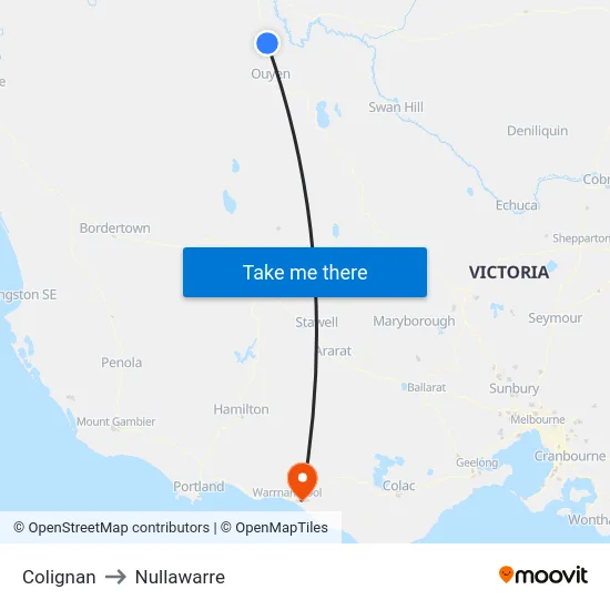 Colignan to Nullawarre map