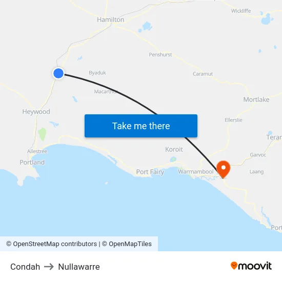 Condah to Nullawarre map
