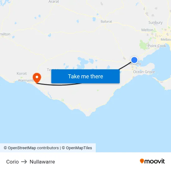 Corio to Nullawarre map