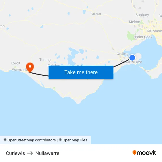 Curlewis to Nullawarre map