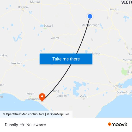 Dunolly to Nullawarre map