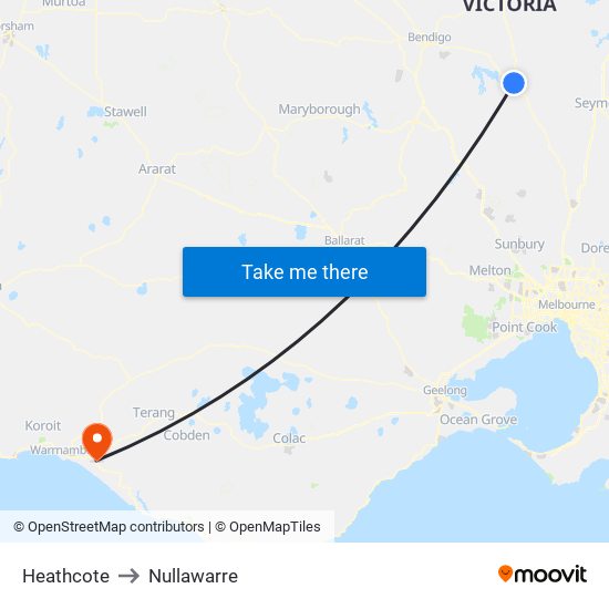 Heathcote to Nullawarre map