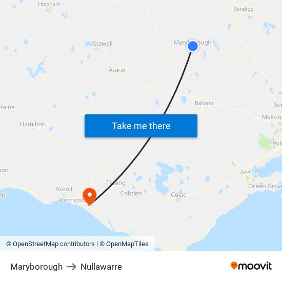 Maryborough to Nullawarre map