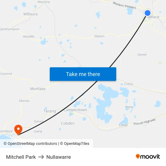 Mitchell Park to Nullawarre map
