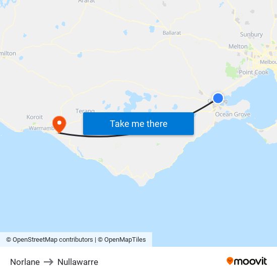 Norlane to Nullawarre map