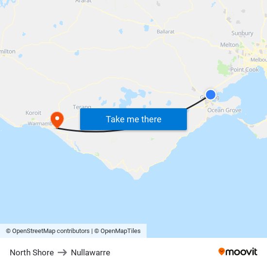 North Shore to Nullawarre map