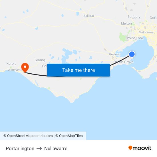 Portarlington to Nullawarre map