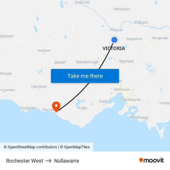 Rochester West to Nullawarre map