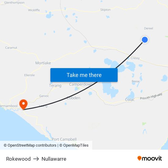 Rokewood to Nullawarre map