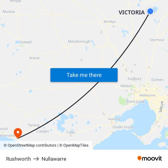 Rushworth to Nullawarre map