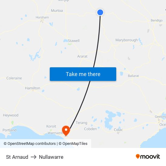 St Arnaud to Nullawarre map