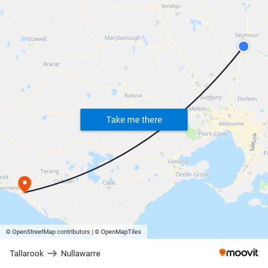 Tallarook to Nullawarre map