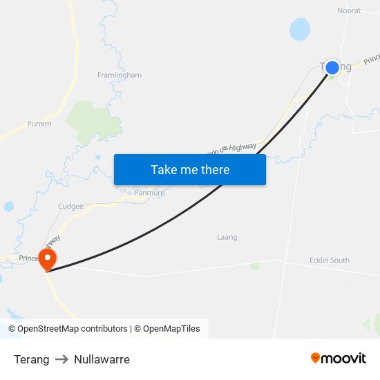 Terang to Nullawarre map