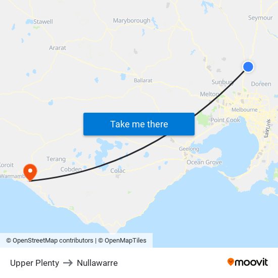 Upper Plenty to Nullawarre map