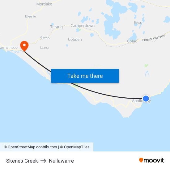 Skenes Creek to Nullawarre map