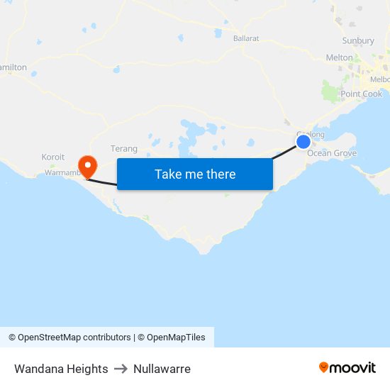 Wandana Heights to Nullawarre map
