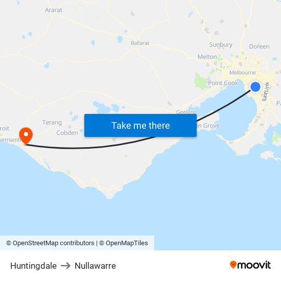 Huntingdale to Nullawarre map