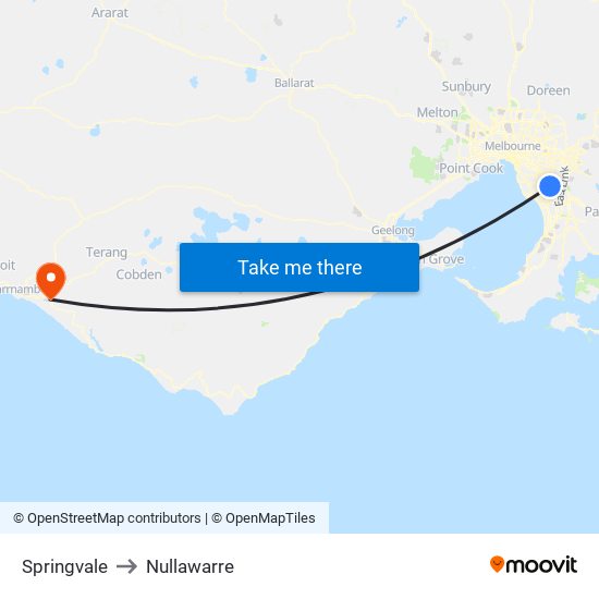 Springvale to Nullawarre map