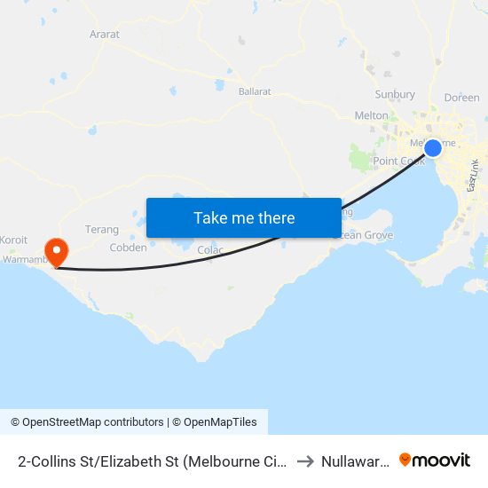 2-Collins St/Elizabeth St (Melbourne City) to Nullawarre map