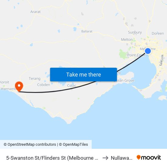 5-Swanston St/Flinders St (Melbourne City) to Nullawarre map