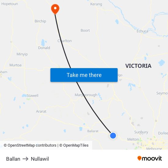 Ballan to Nullawil map