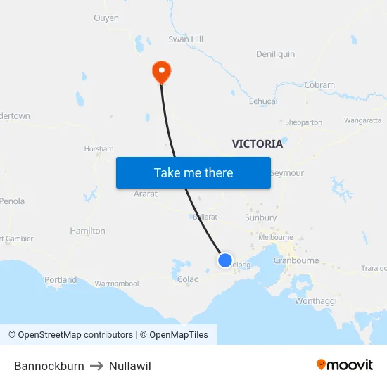 Bannockburn to Nullawil map
