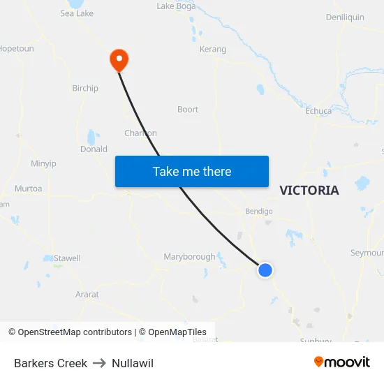 Barkers Creek to Nullawil map