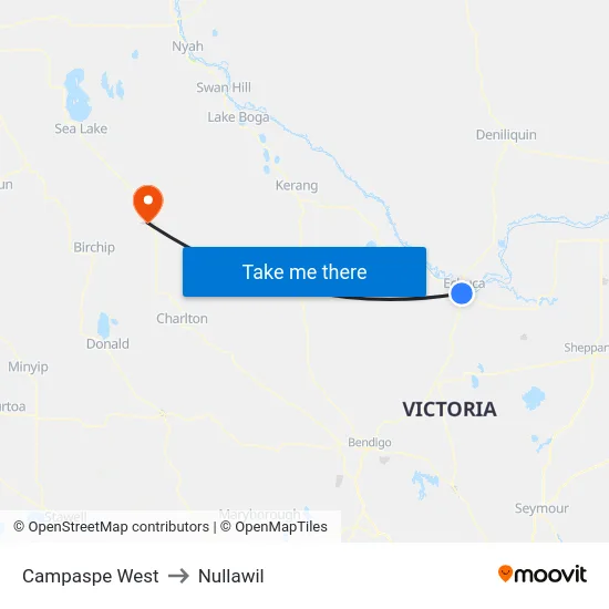 Campaspe West to Nullawil map