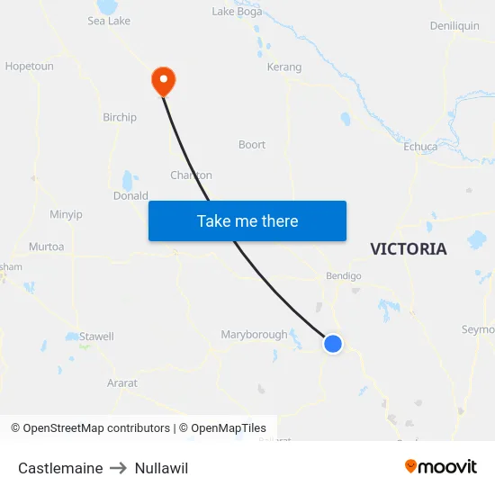 Castlemaine to Nullawil map