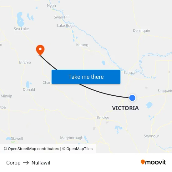 Corop to Nullawil map